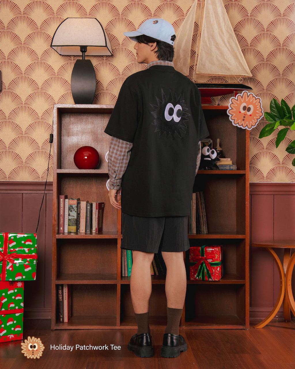 Holiday Patchwork Tee Black