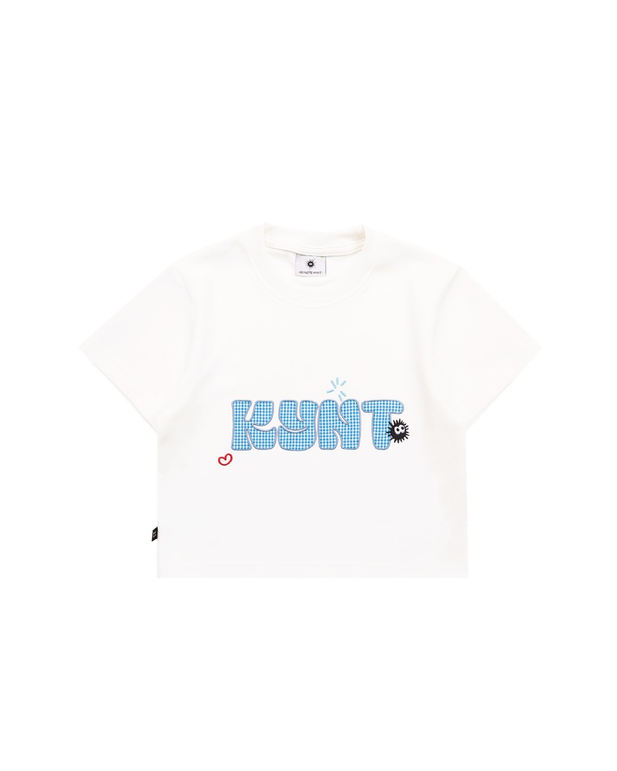 Aqua Title Crop Top White