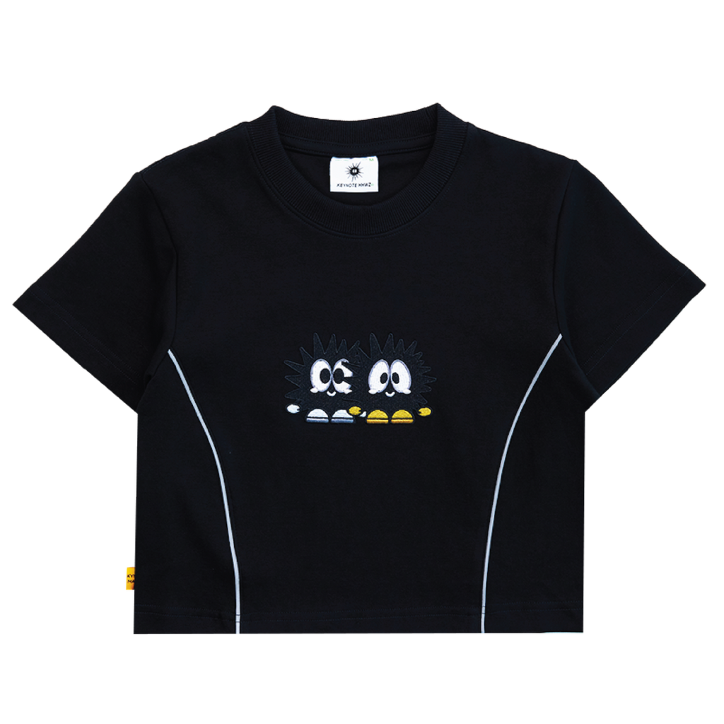 Double Paid Crop Top Black