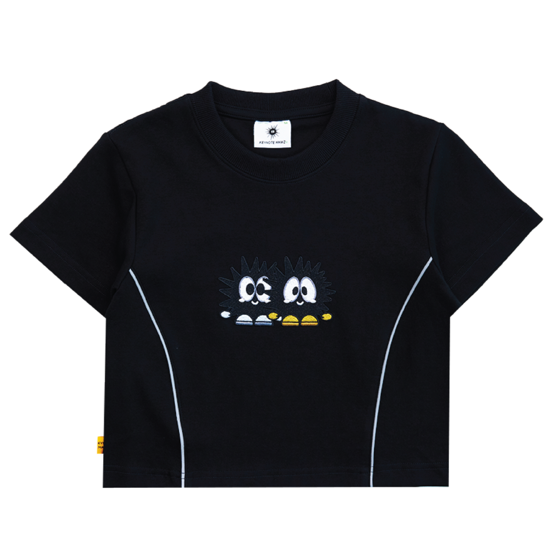 Double Paid Crop Top Black