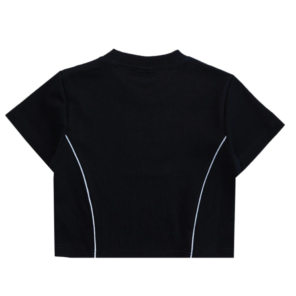 Double Paid Crop Top Black