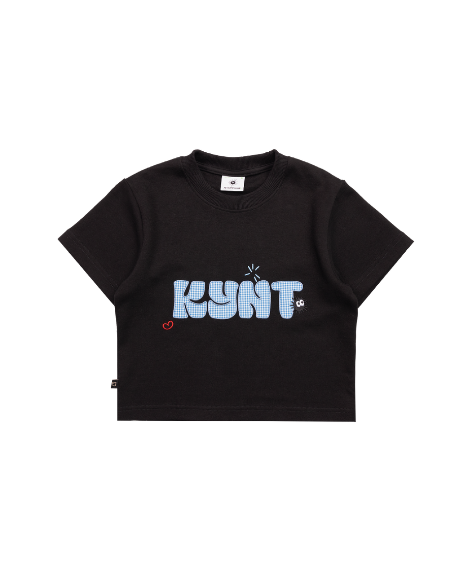 Aqua Title Crop Top Black