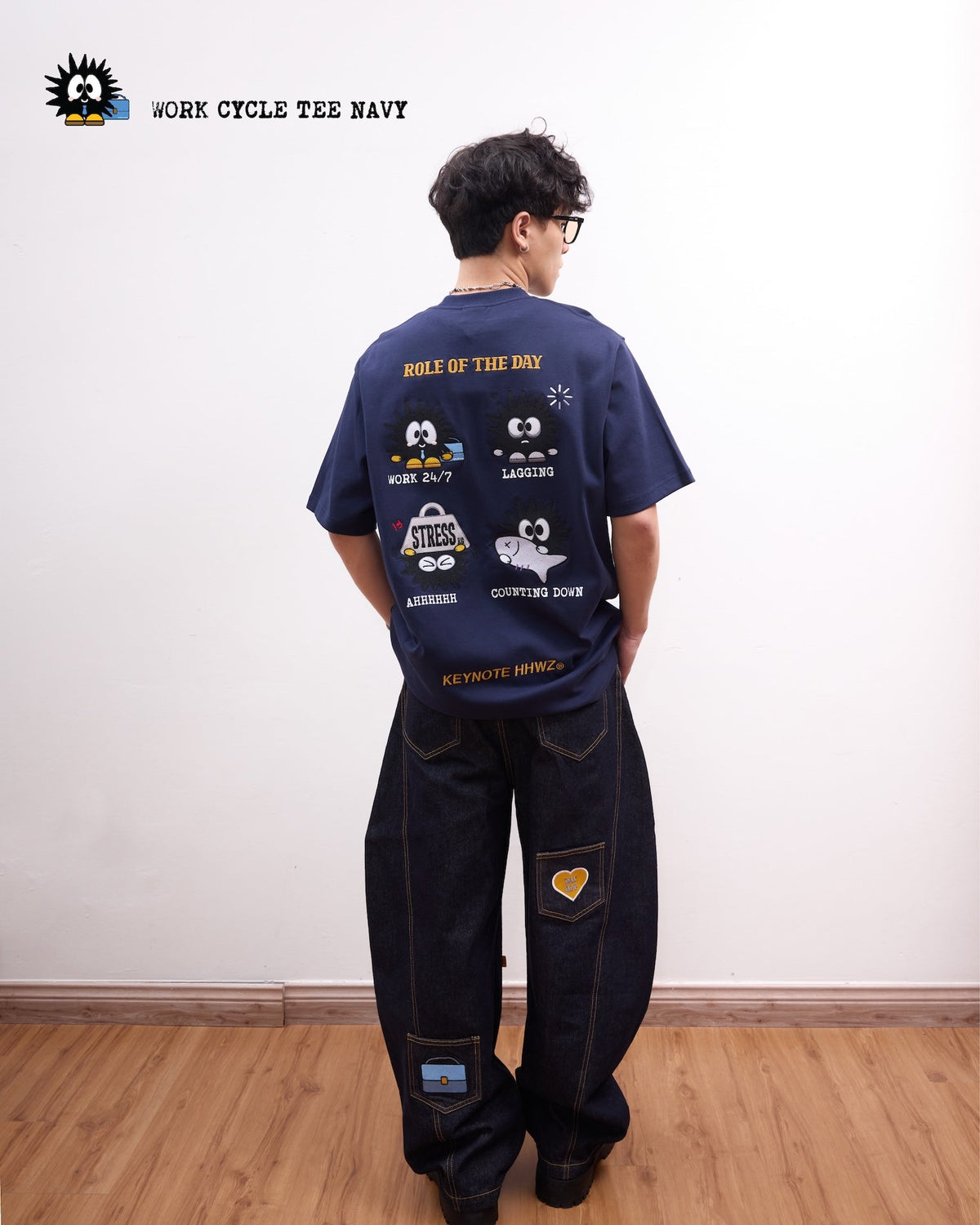 KEYNOTE | Workaholic Work Cycle Tee Navy - SWAGANZ