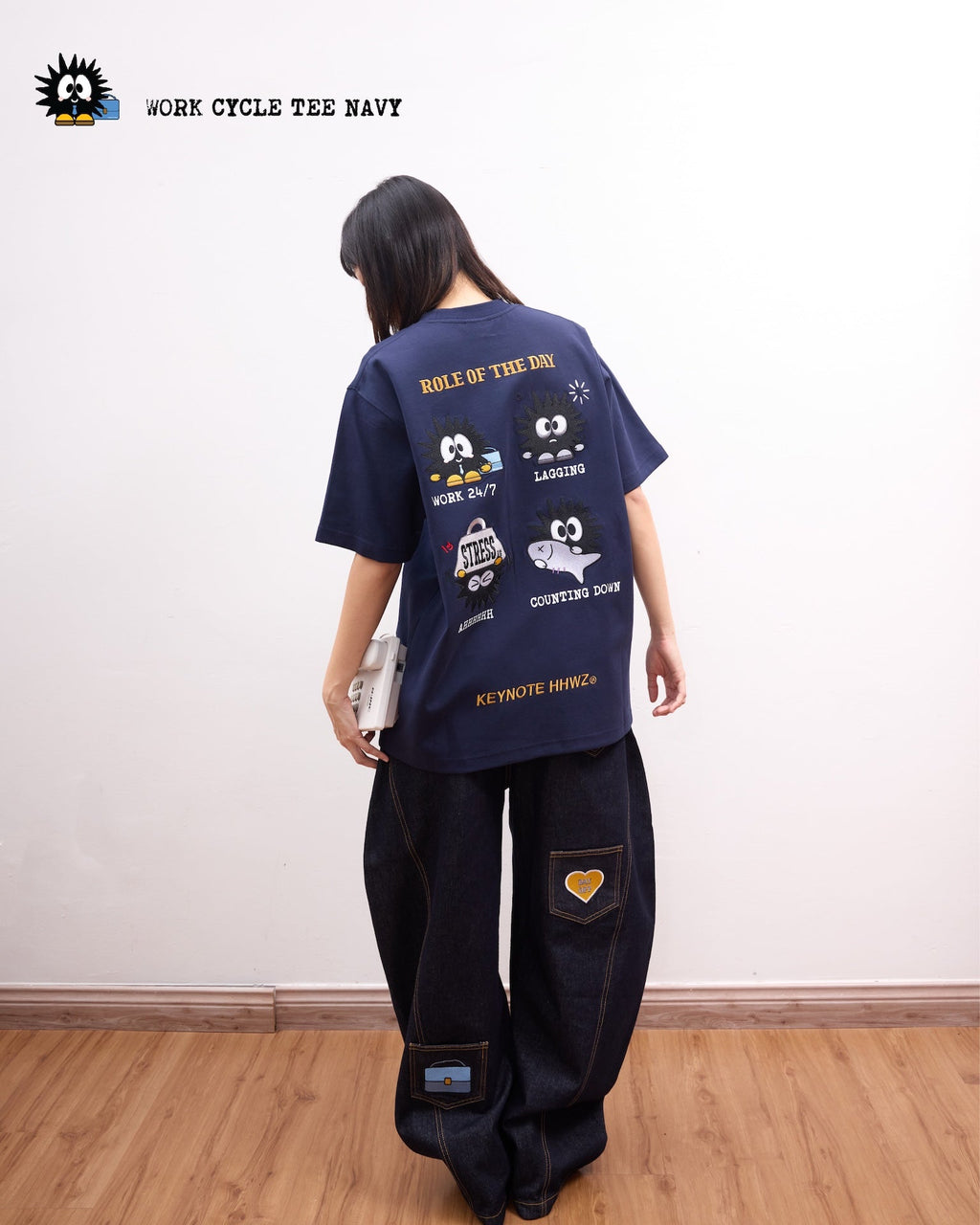 KEYNOTE | Workaholic Work Cycle Tee Navy - SWAGANZ