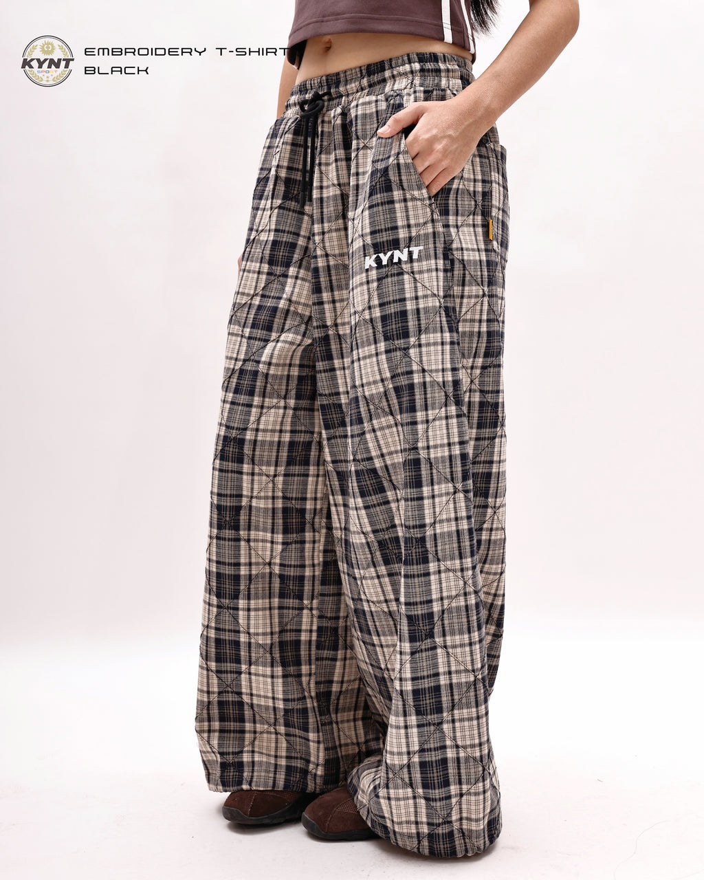 Checkerd Long Pants Khaki / Black