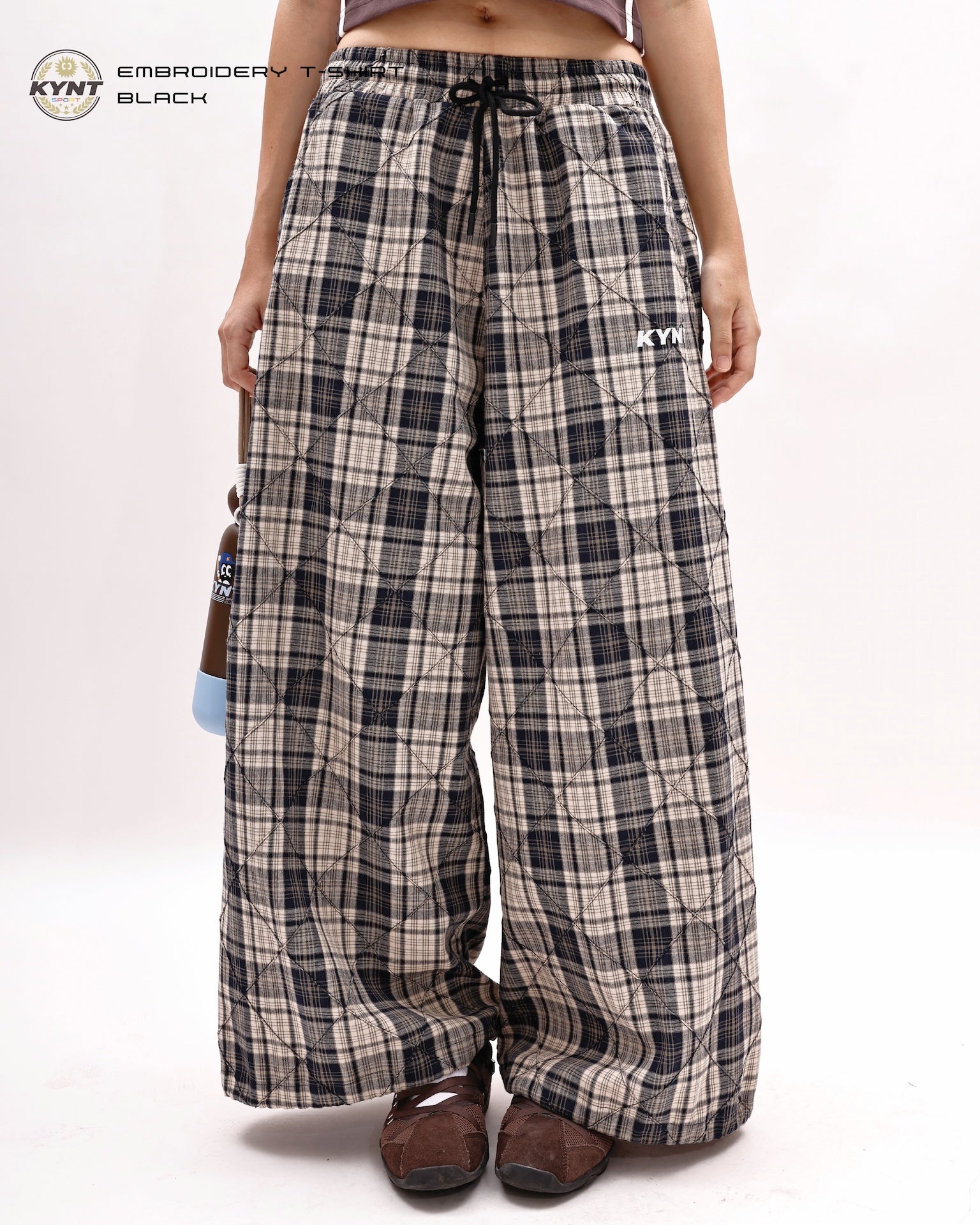 Checkerd Long Pants Khaki / Black