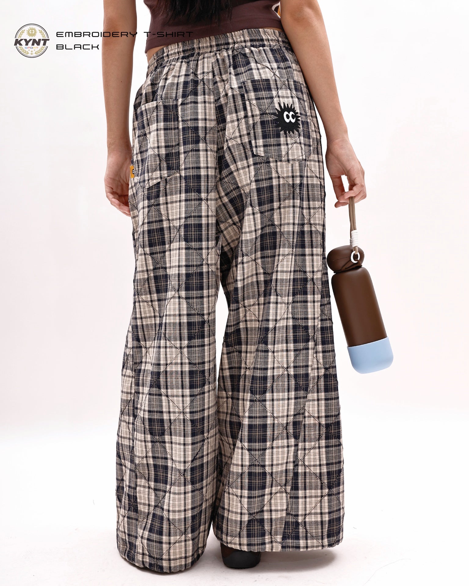 Checkerd Long Pants Khaki / Black