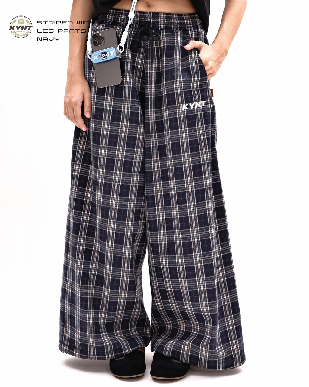 Checkerd Long Pants Navy