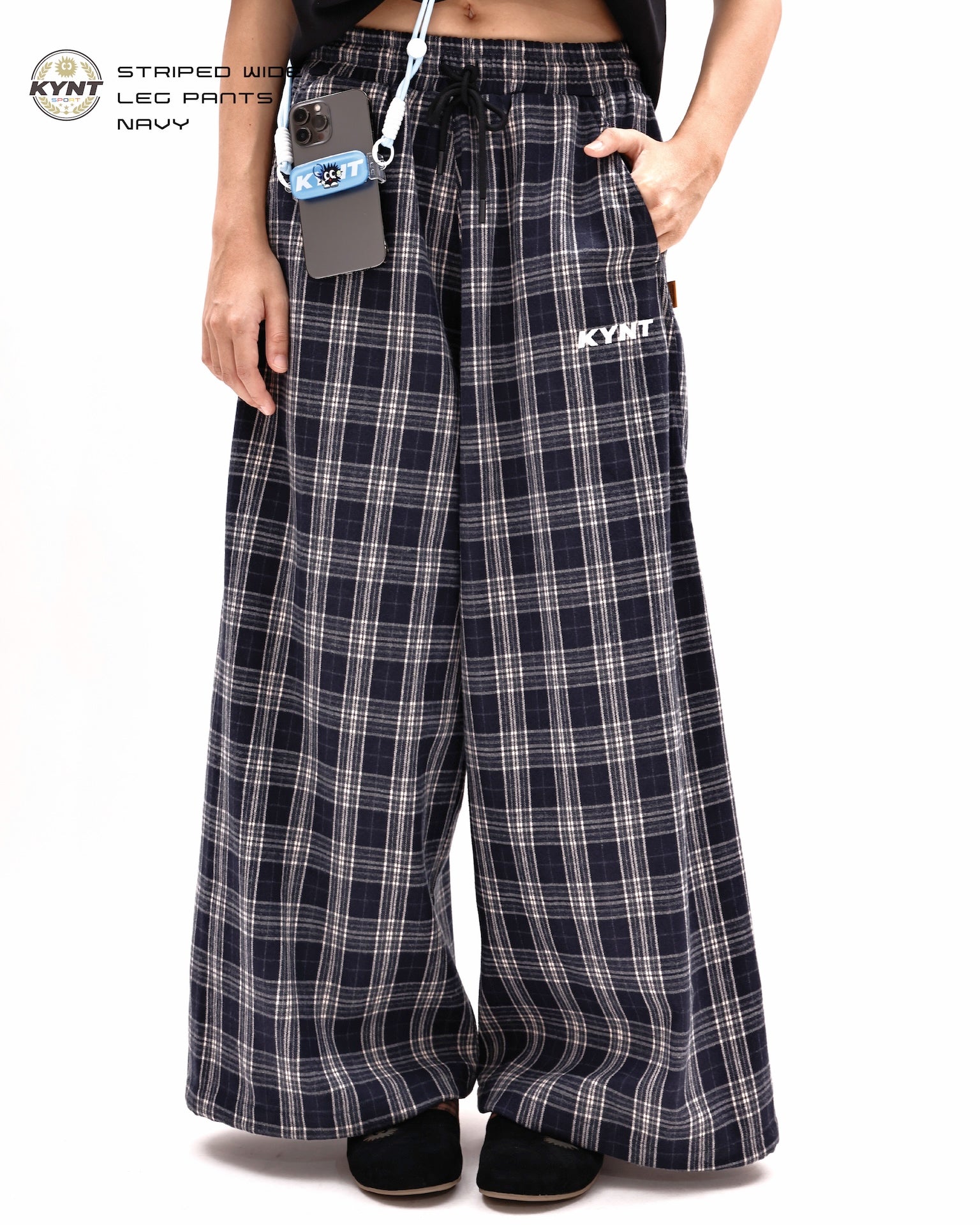 Checkerd Long Pants Navy