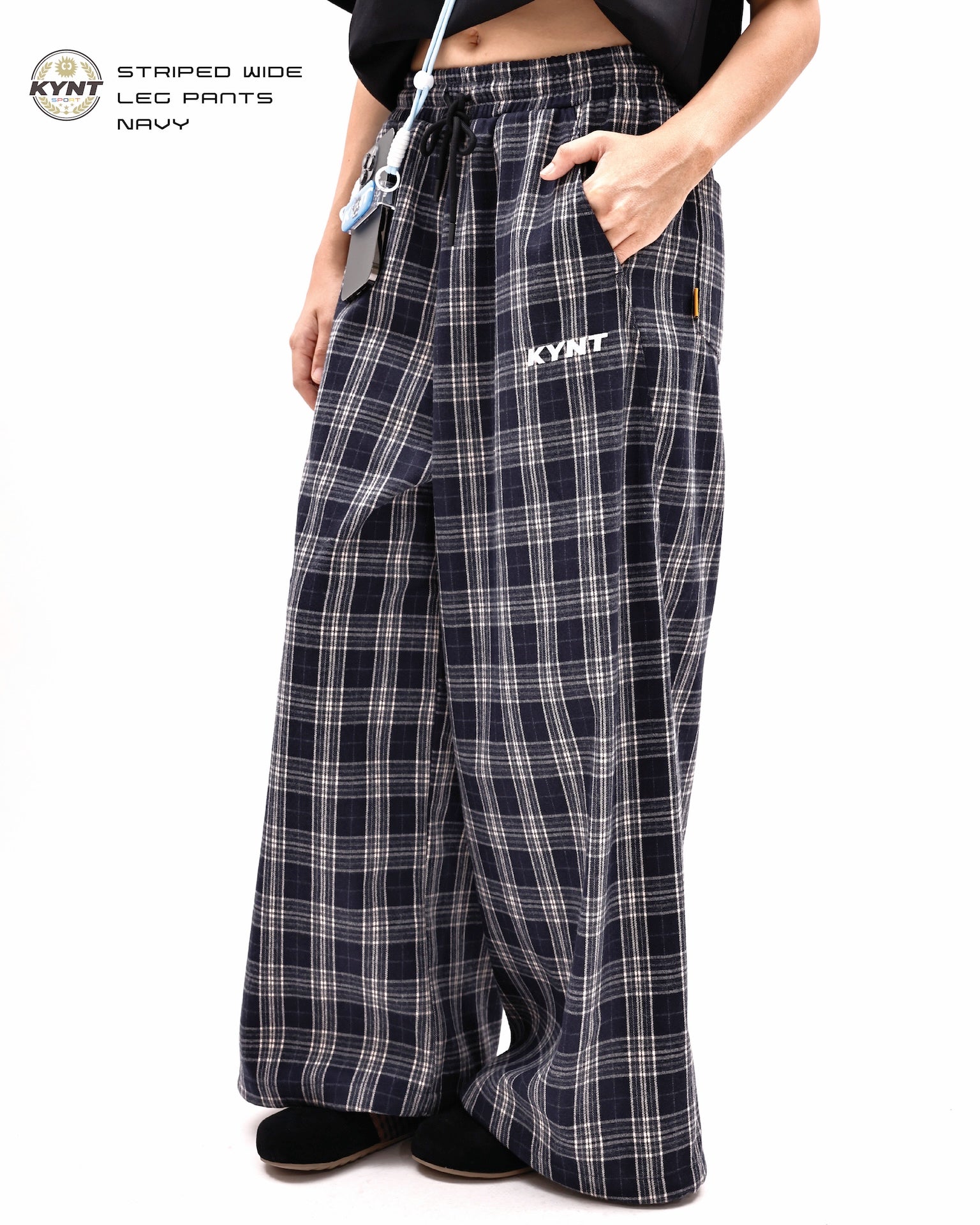 Checkerd Long Pants Navy