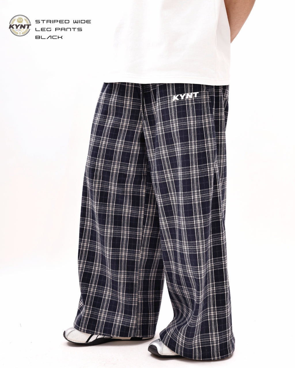 Checkerd Long Pants Navy
