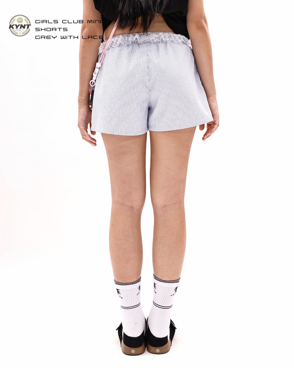Girls Club Mini Shorts Grey With Lace