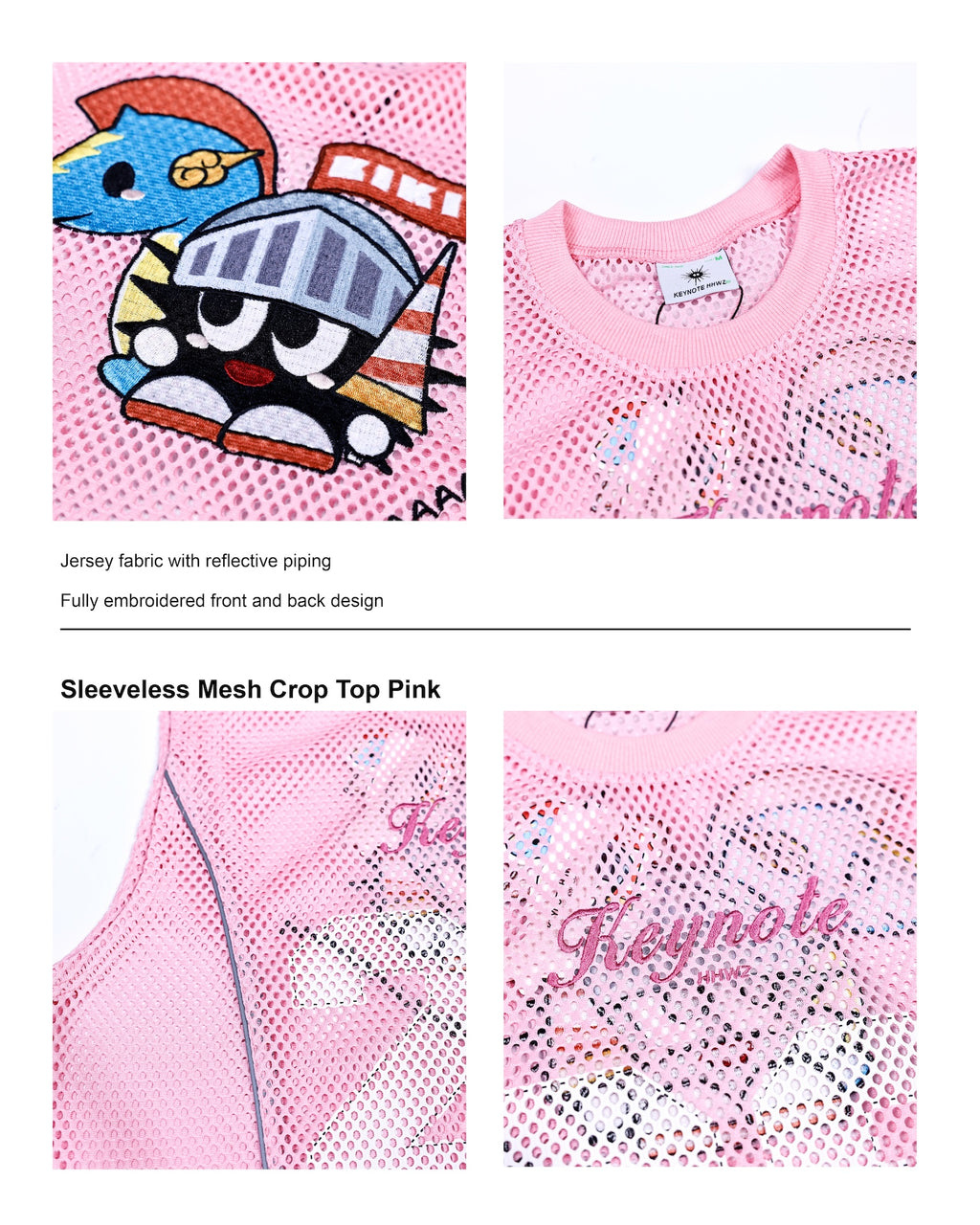 Sleeveless Mesh Crop Top Pink