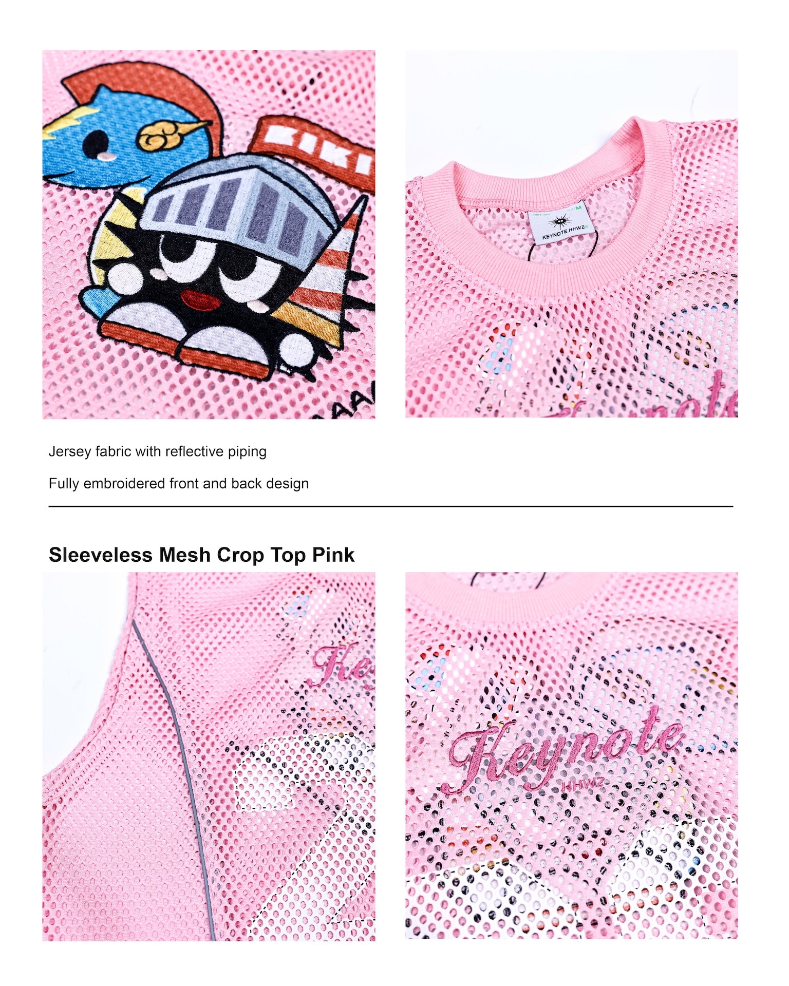 Sleeveless Mesh Crop Top Pink