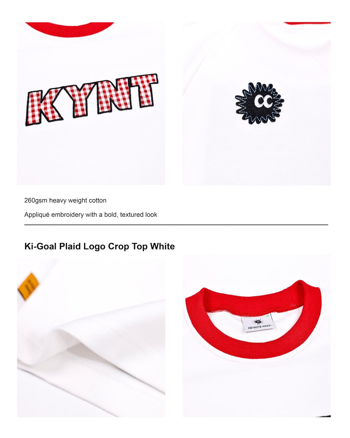 KEYNOTE | Ki-Goal Plaid Logo Crop Top White - SWAGANZ