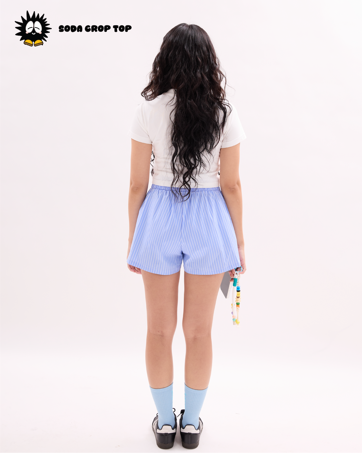 Aqua Title Crop Top White