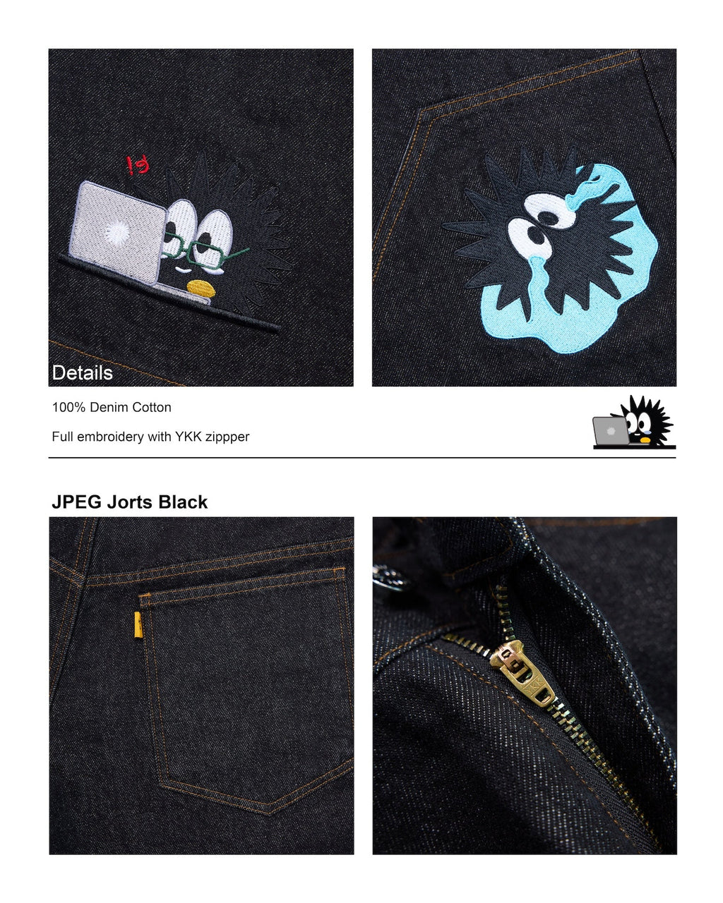 KEYNOTE | Workaholic JPEG Jorts Black - SWAGANZ