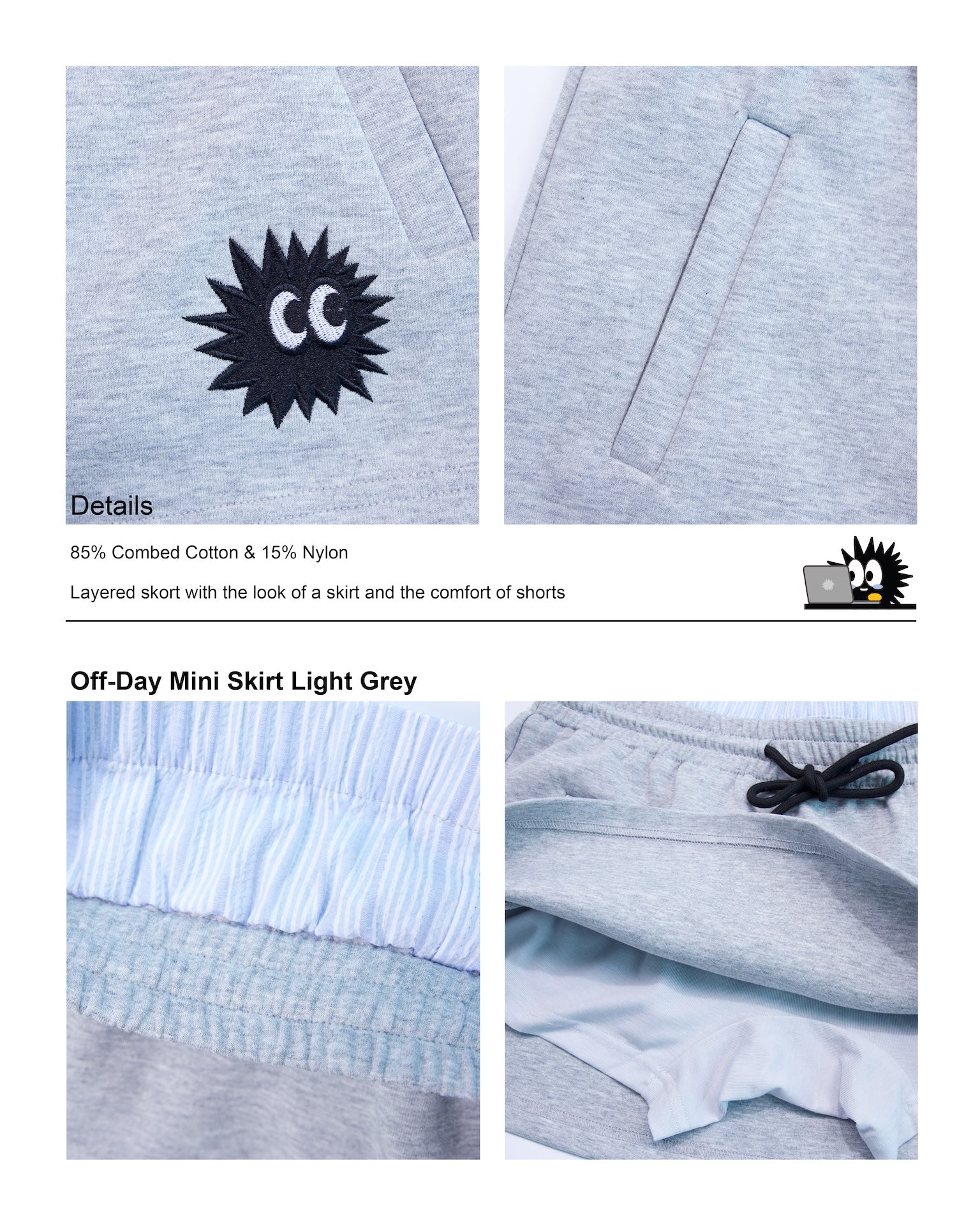 KEYNOTE | Workaholic Off-Day Mini Skirt Light Grey - SWAGANZ
