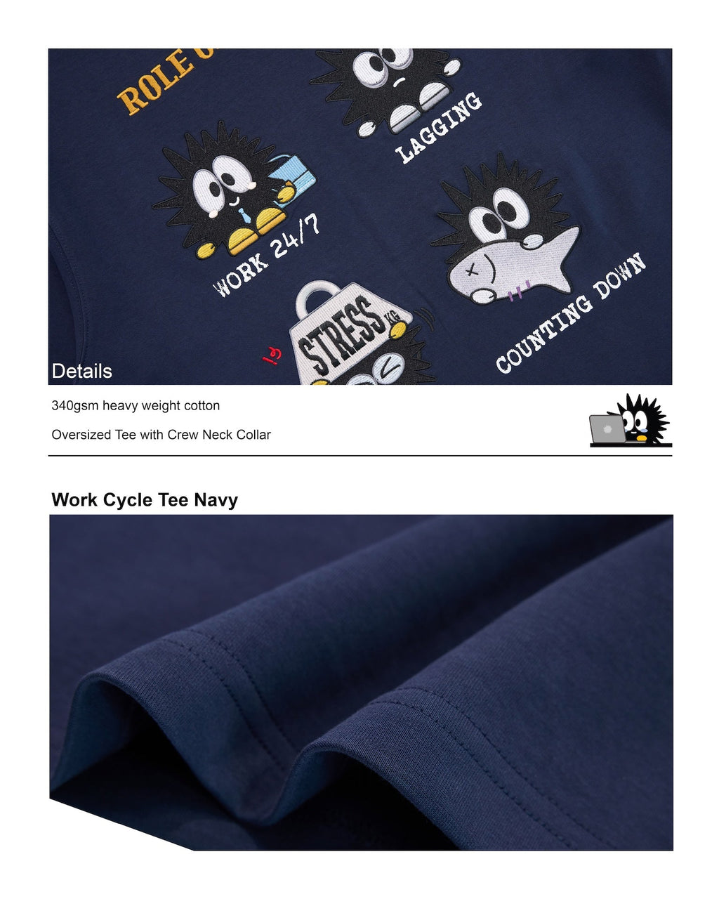 KEYNOTE | Workaholic Work Cycle Tee Navy - SWAGANZ