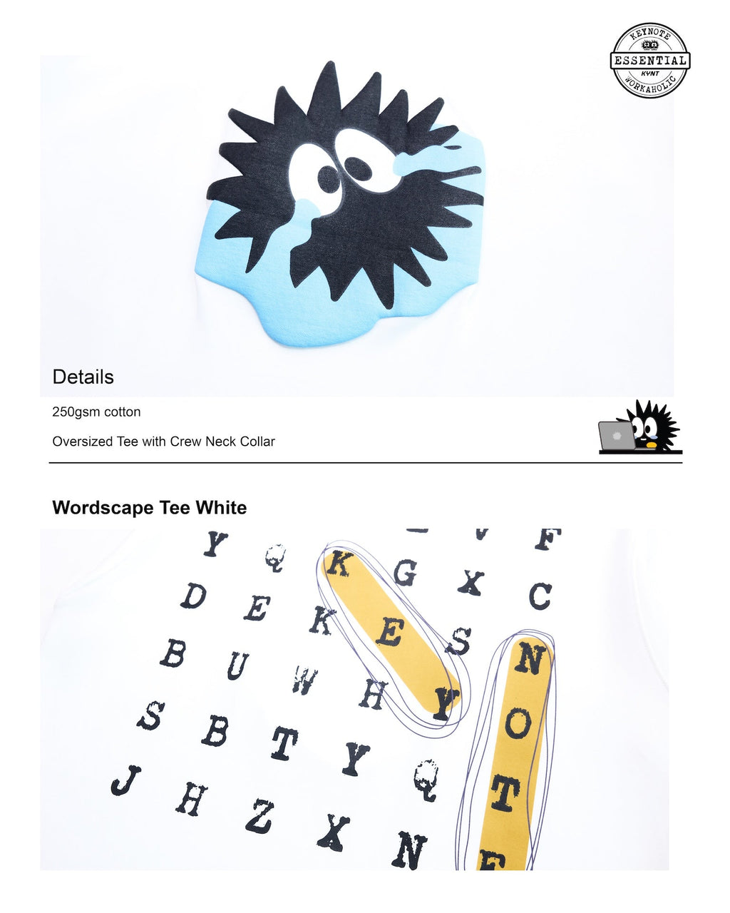 KEYNOTE | Workaholic Wordscape Tee White - SWAGANZ