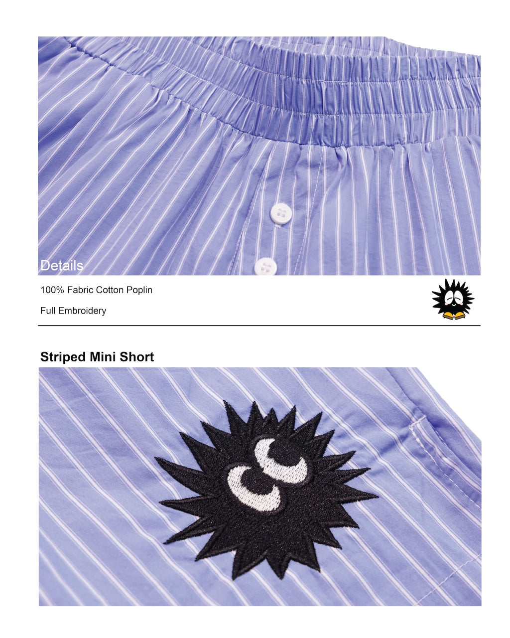 Striped Mini Shorts Blue