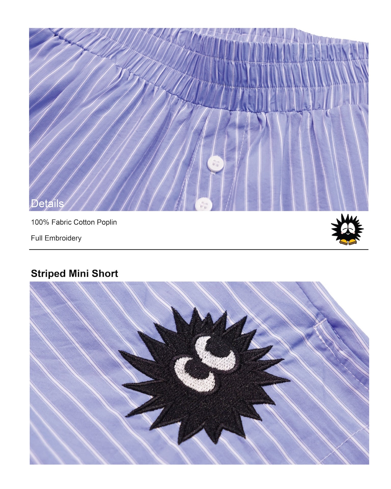 Striped Mini Shorts Blue