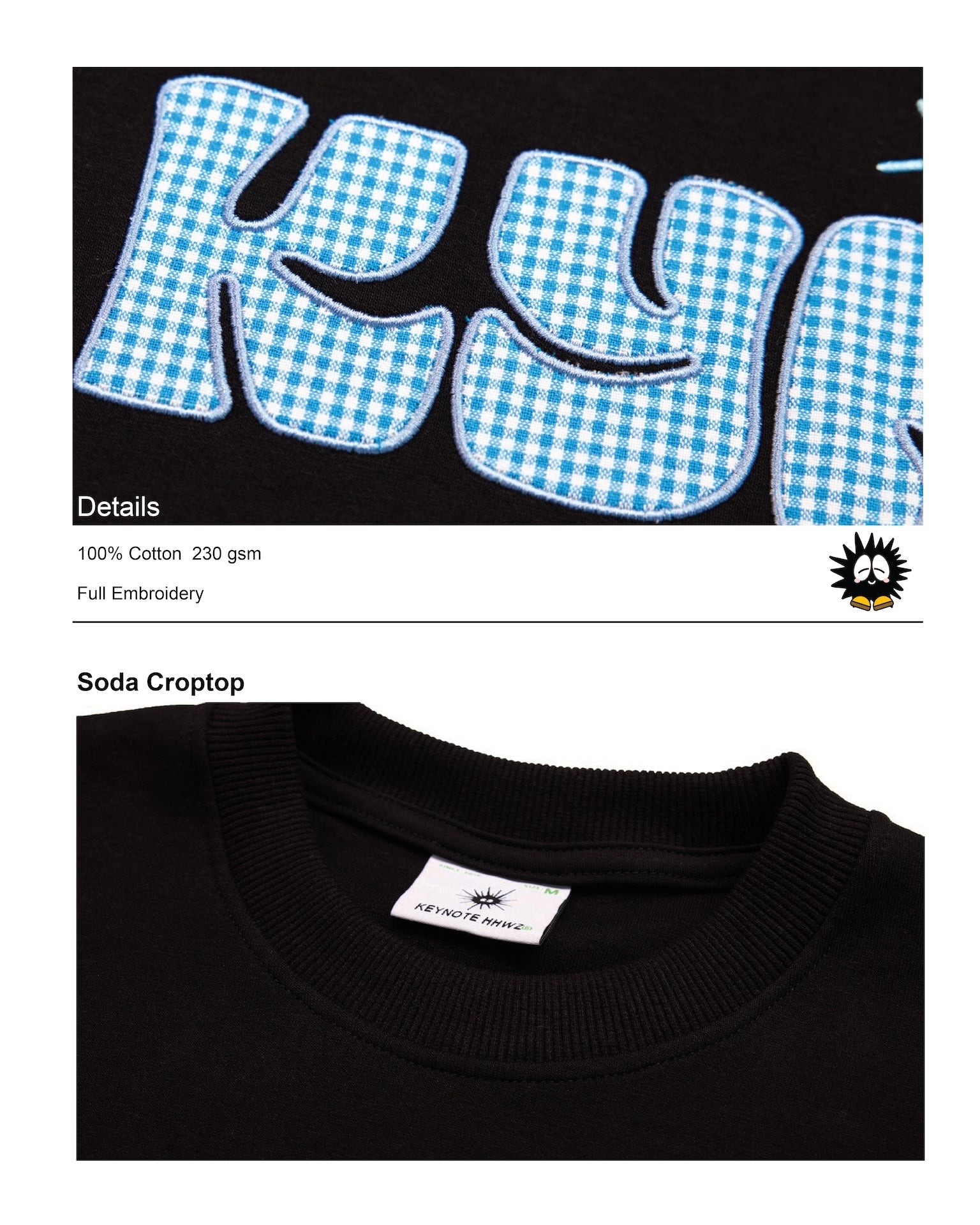 Aqua Title Crop Top Black