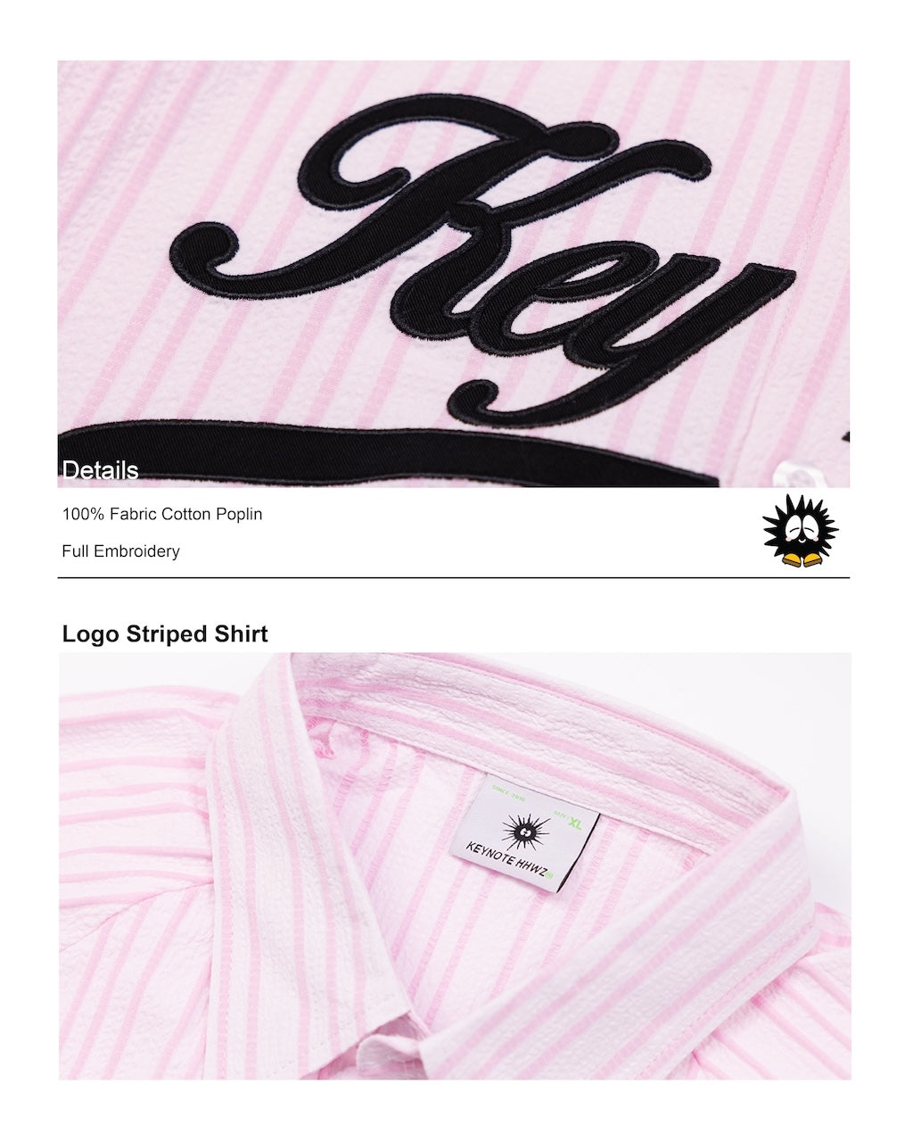 KEYNOTE | Logo Striped Shirt Pink - SWAGANZ