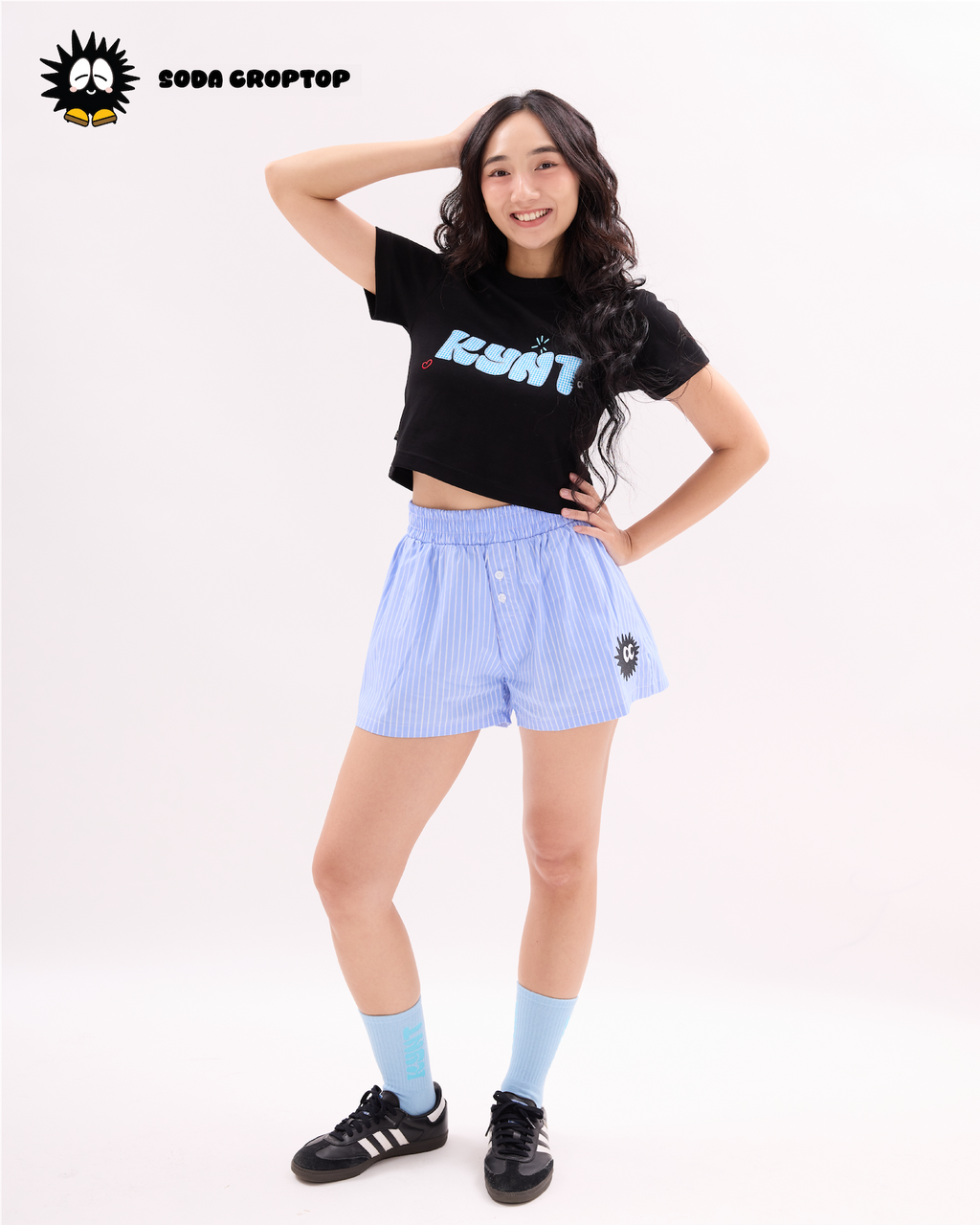 Aqua Title Crop Top Black