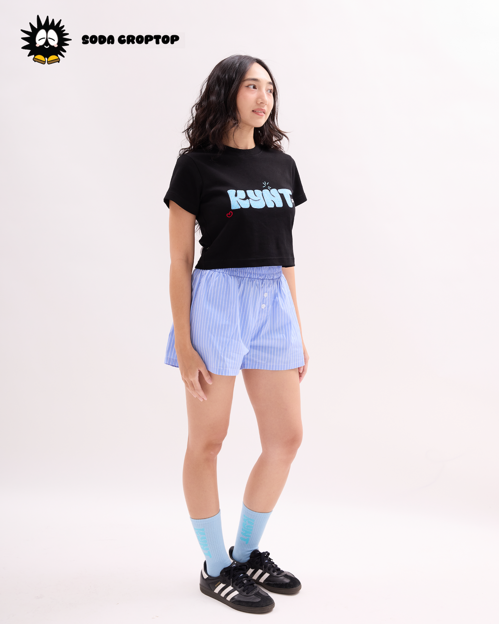 Aqua Title Crop Top Black