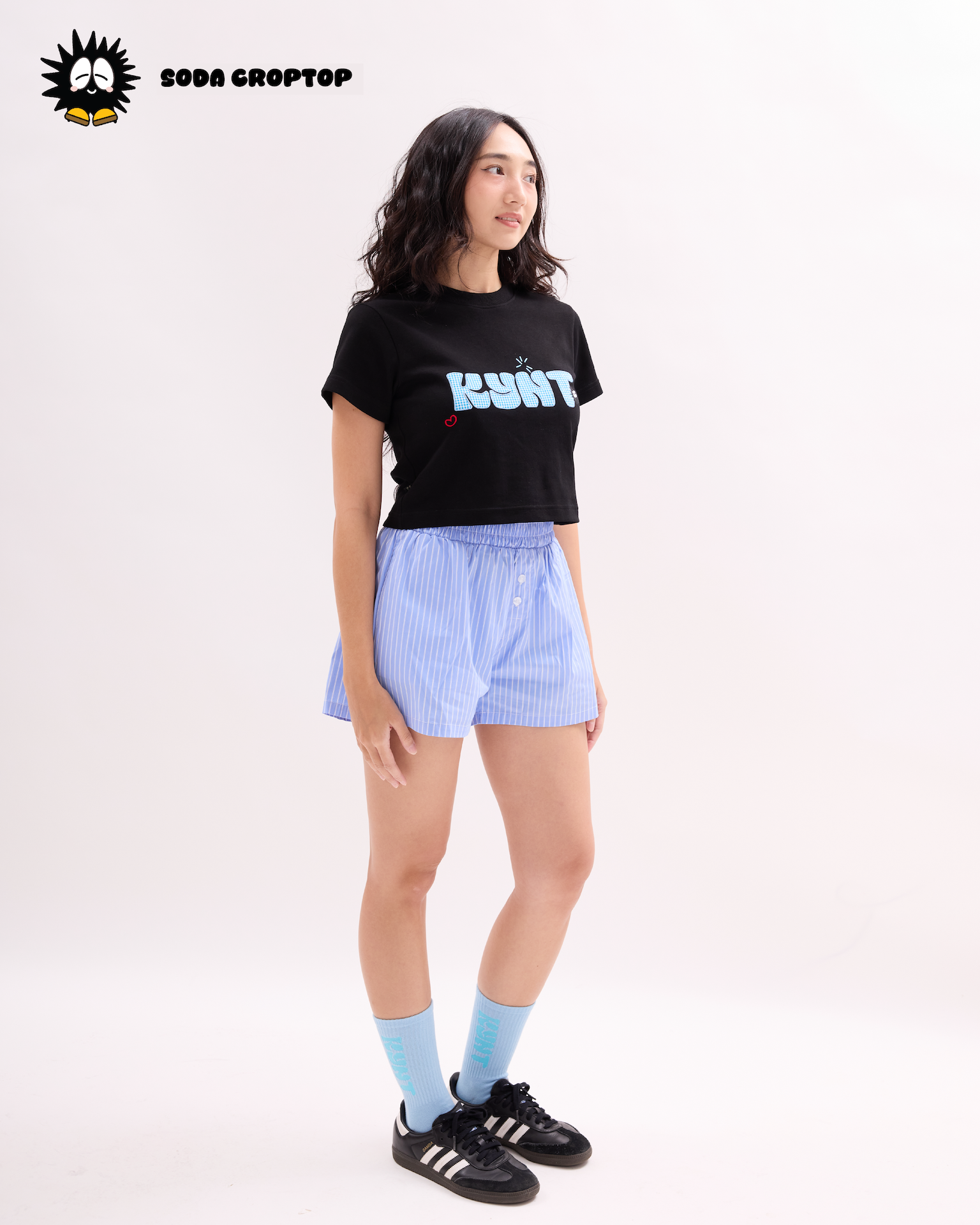 Aqua Title Crop Top Black