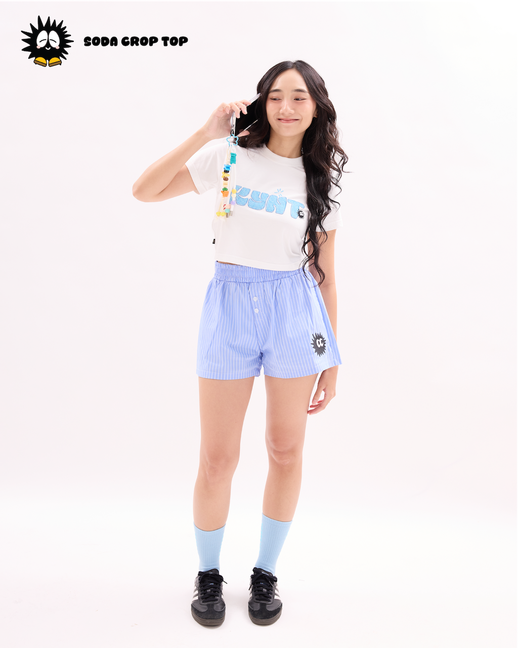 KEYNOTE | Aqua Title Crop Top White - SWAGANZ