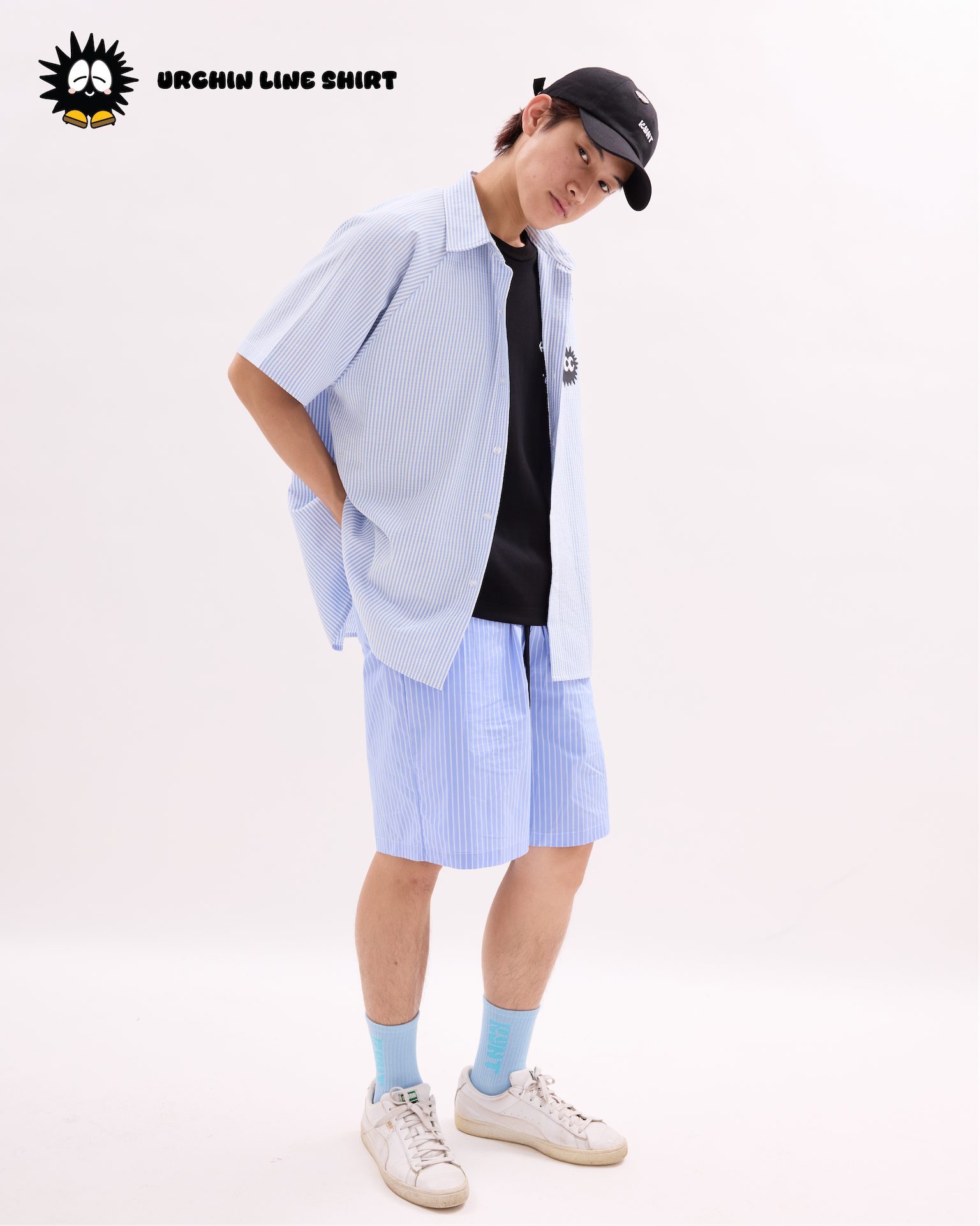 Men Urchin Line Shirt Blue