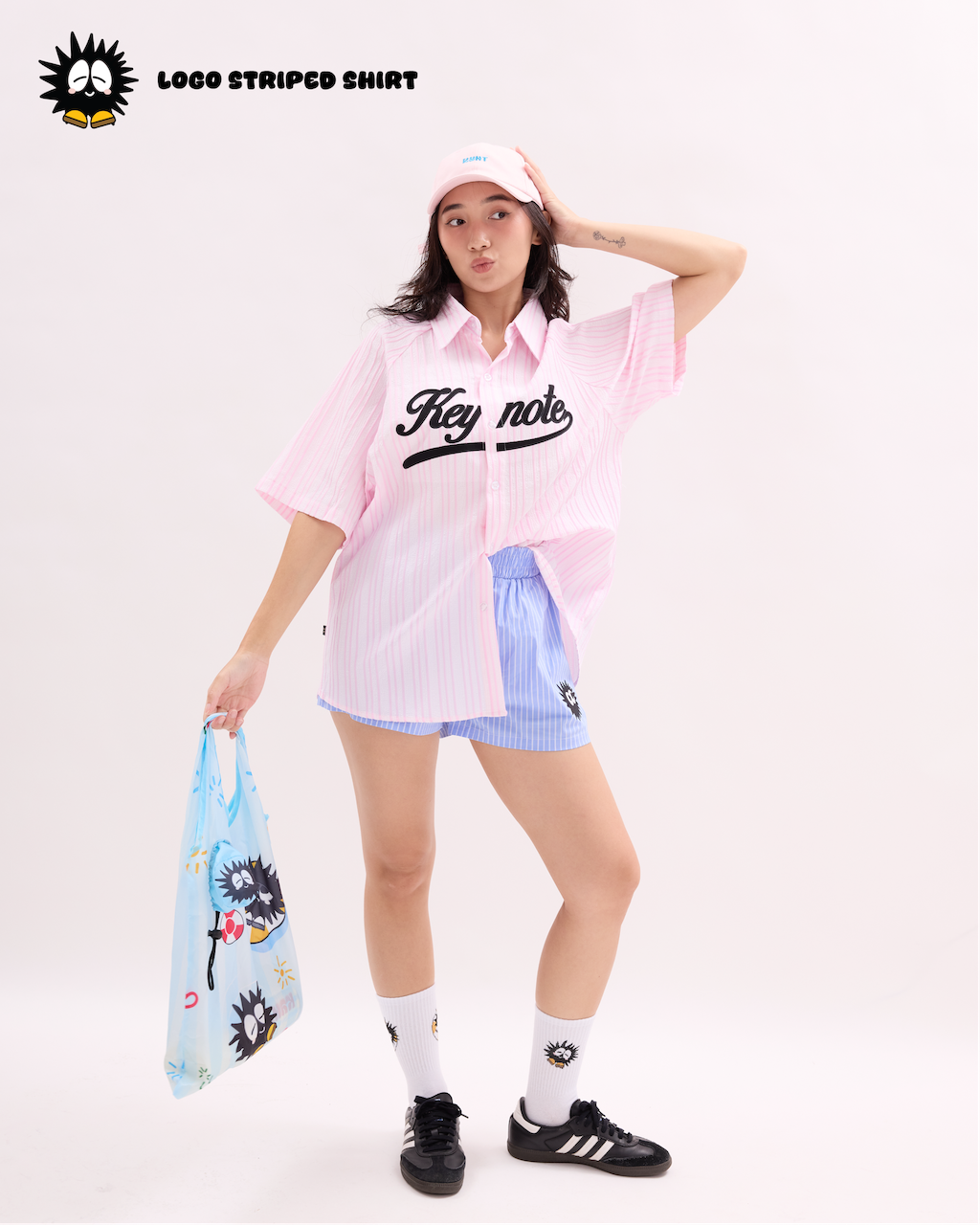 KEYNOTE | Logo Striped Shirt Pink - SWAGANZ
