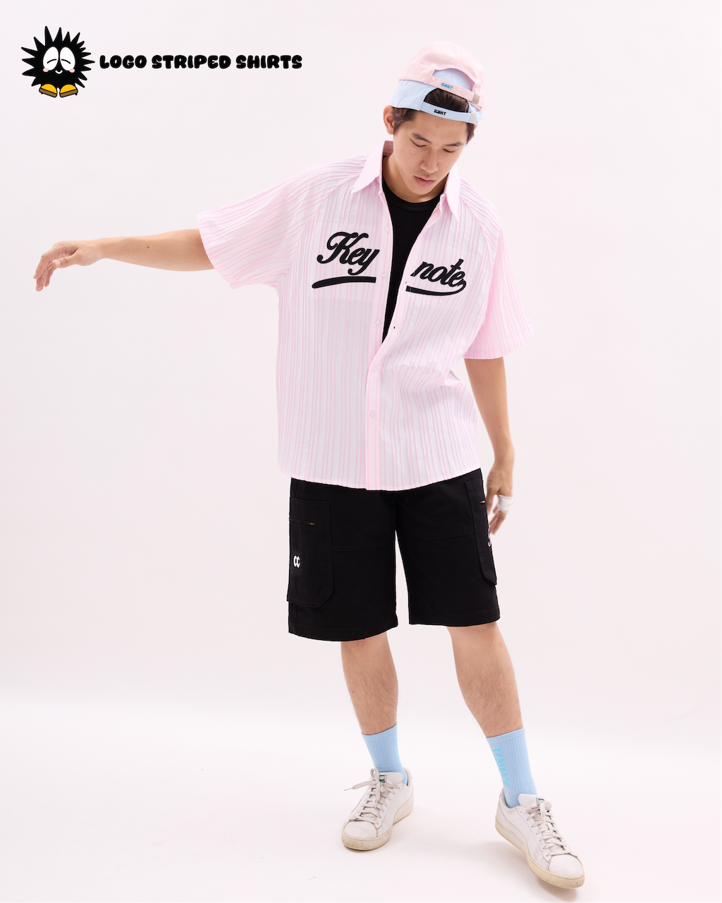 KEYNOTE | Logo Striped Shirt Pink - SWAGANZ