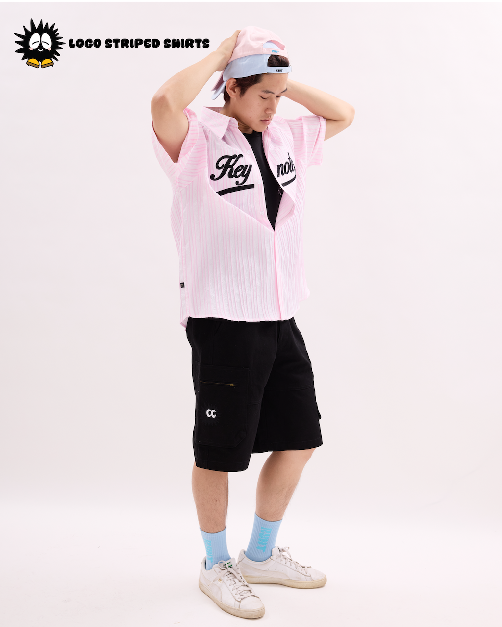 KEYNOTE | Logo Striped Shirt Pink - SWAGANZ