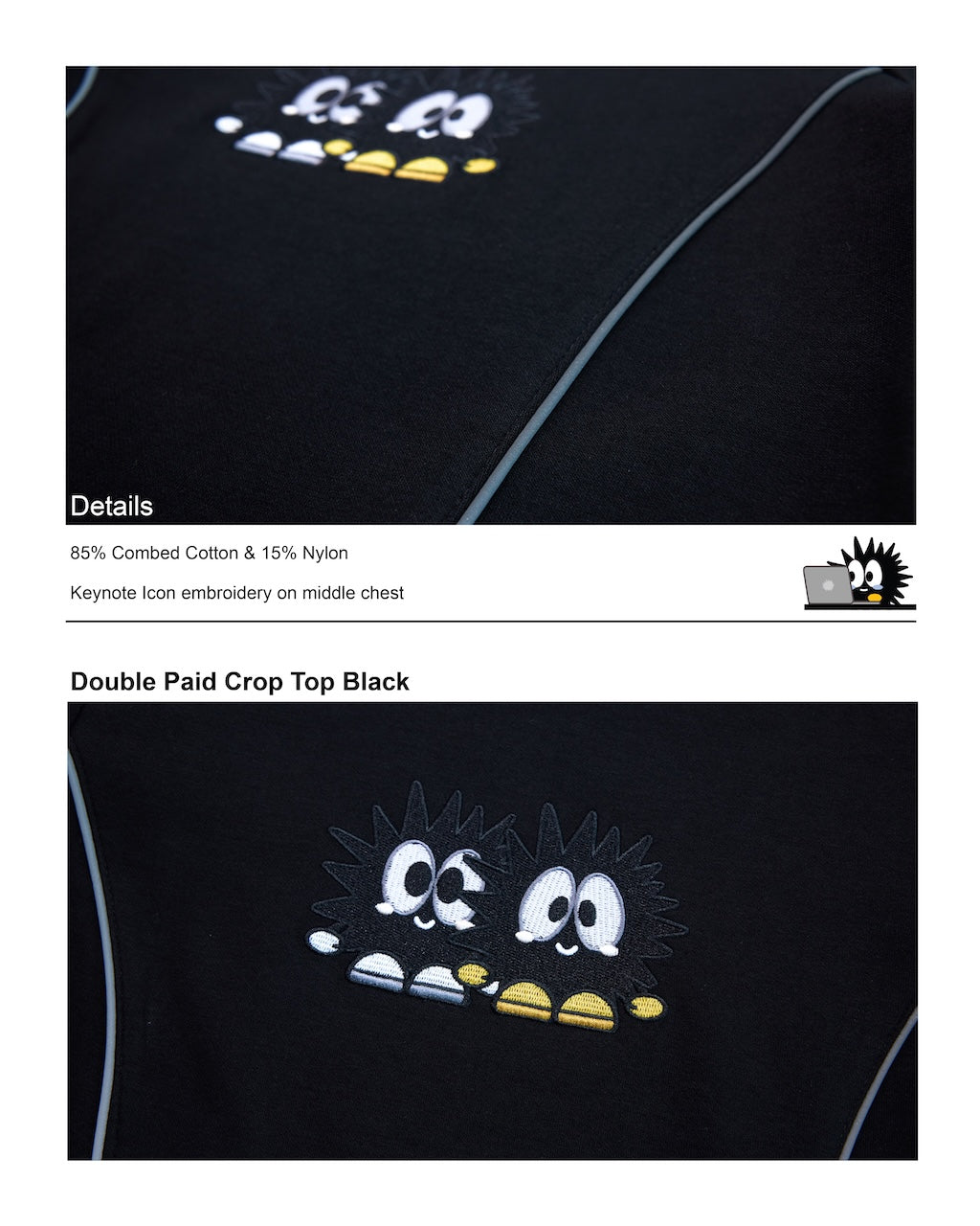 Double Paid Crop Top Black