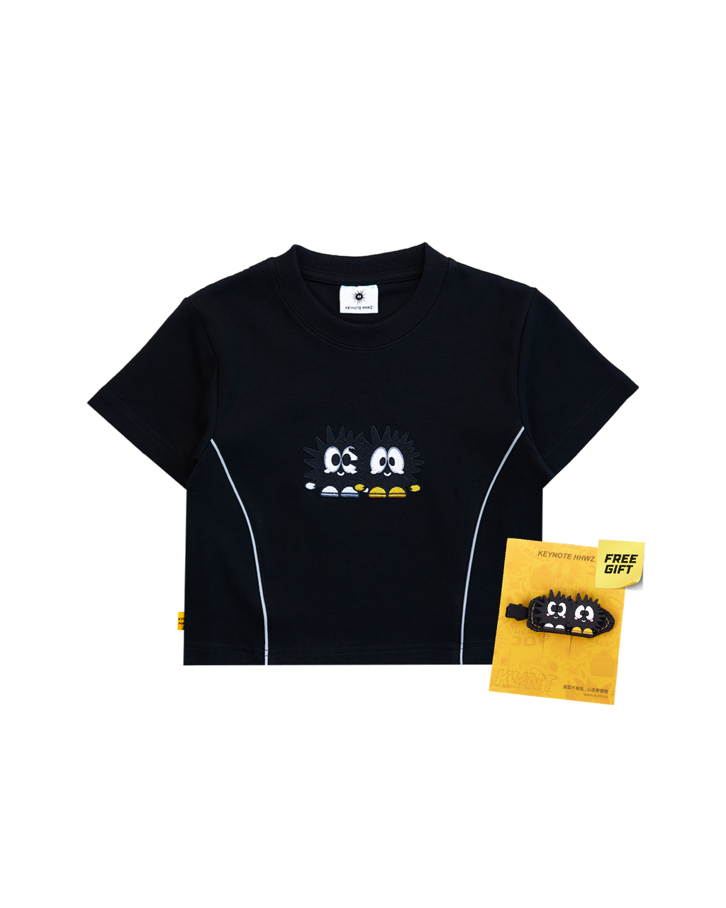 Double Paid Crop Top Black