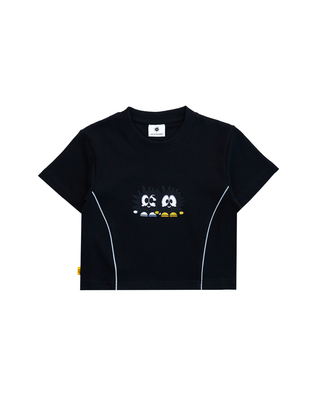 Double Paid Crop Top Black