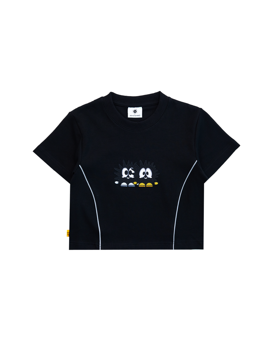 Double Paid Crop Top Black