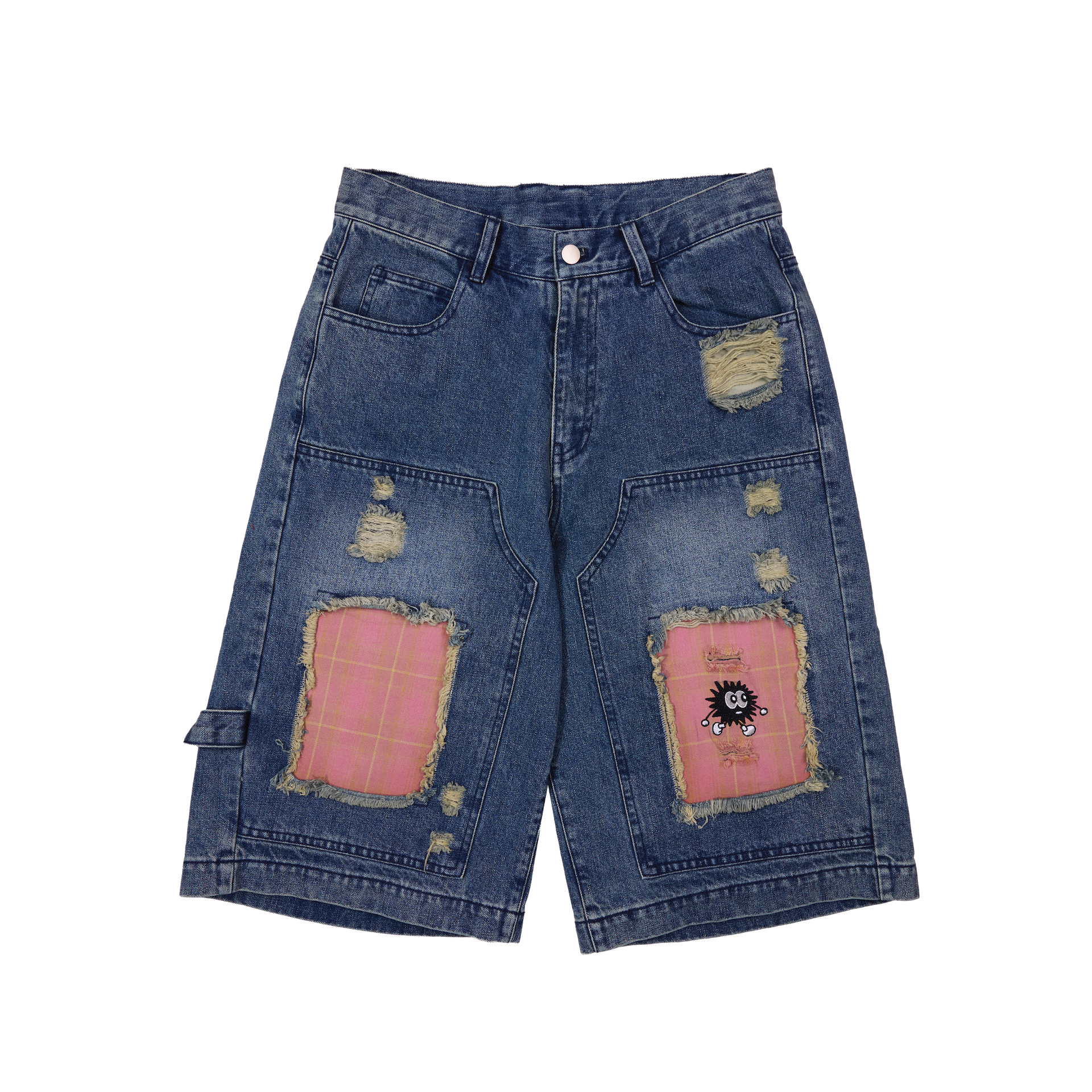 Vintage Lunar Flannel Patch Denim Shorts