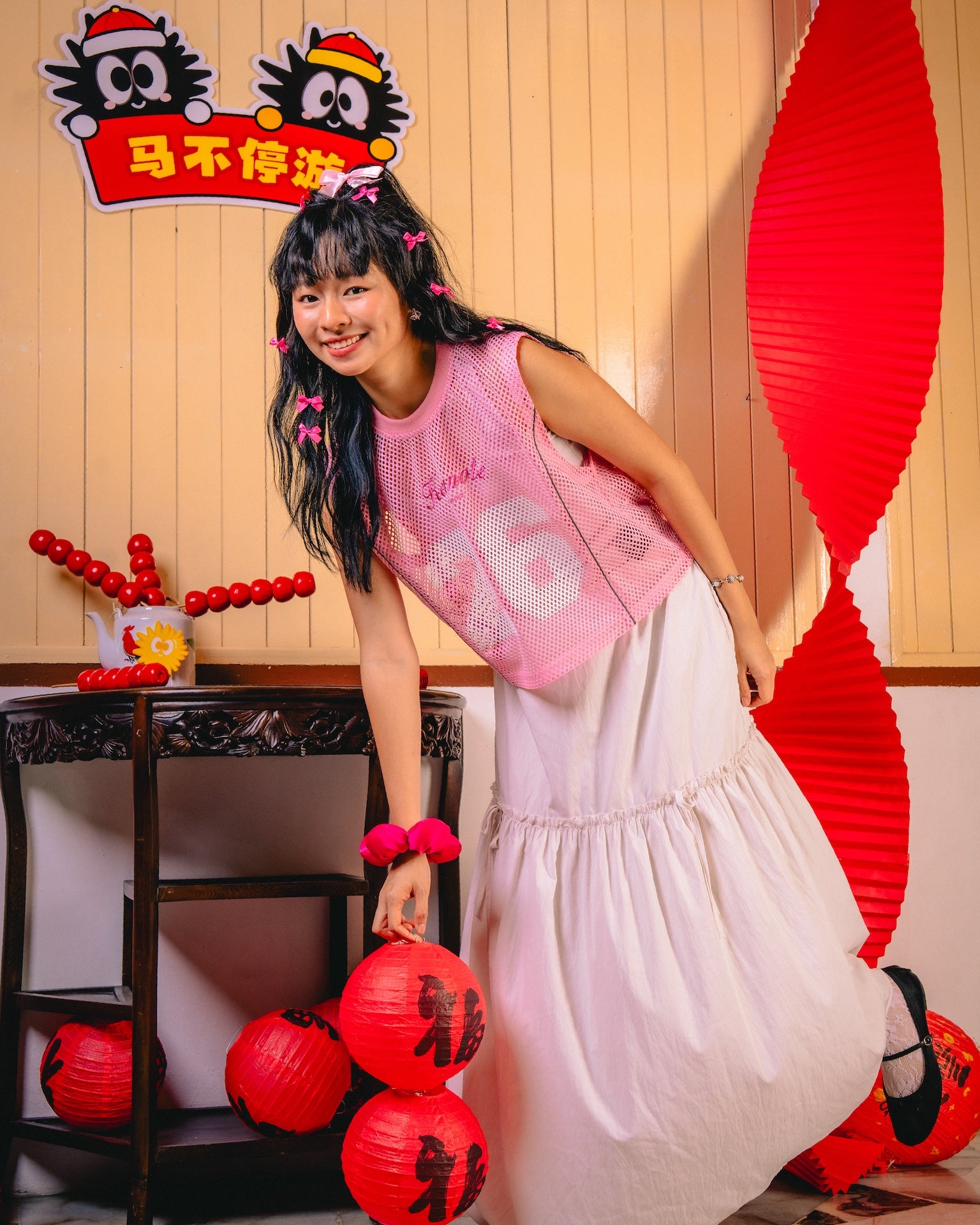 Sleeveless Mesh Crop Top Pink