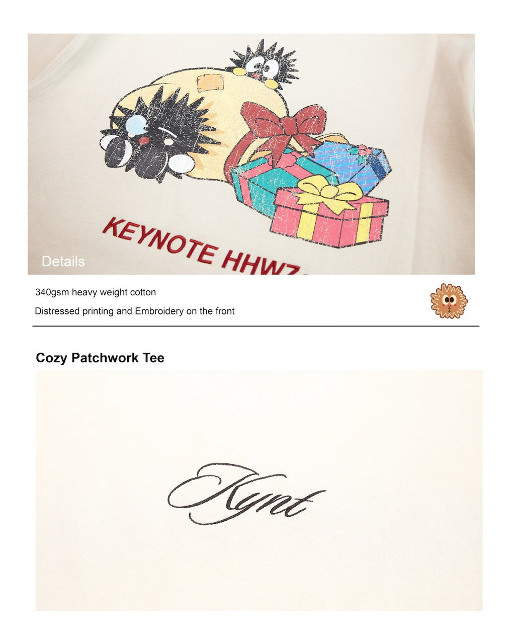 KEYNOTE | Cozy Patchwork Tee Beige - SWAGANZ