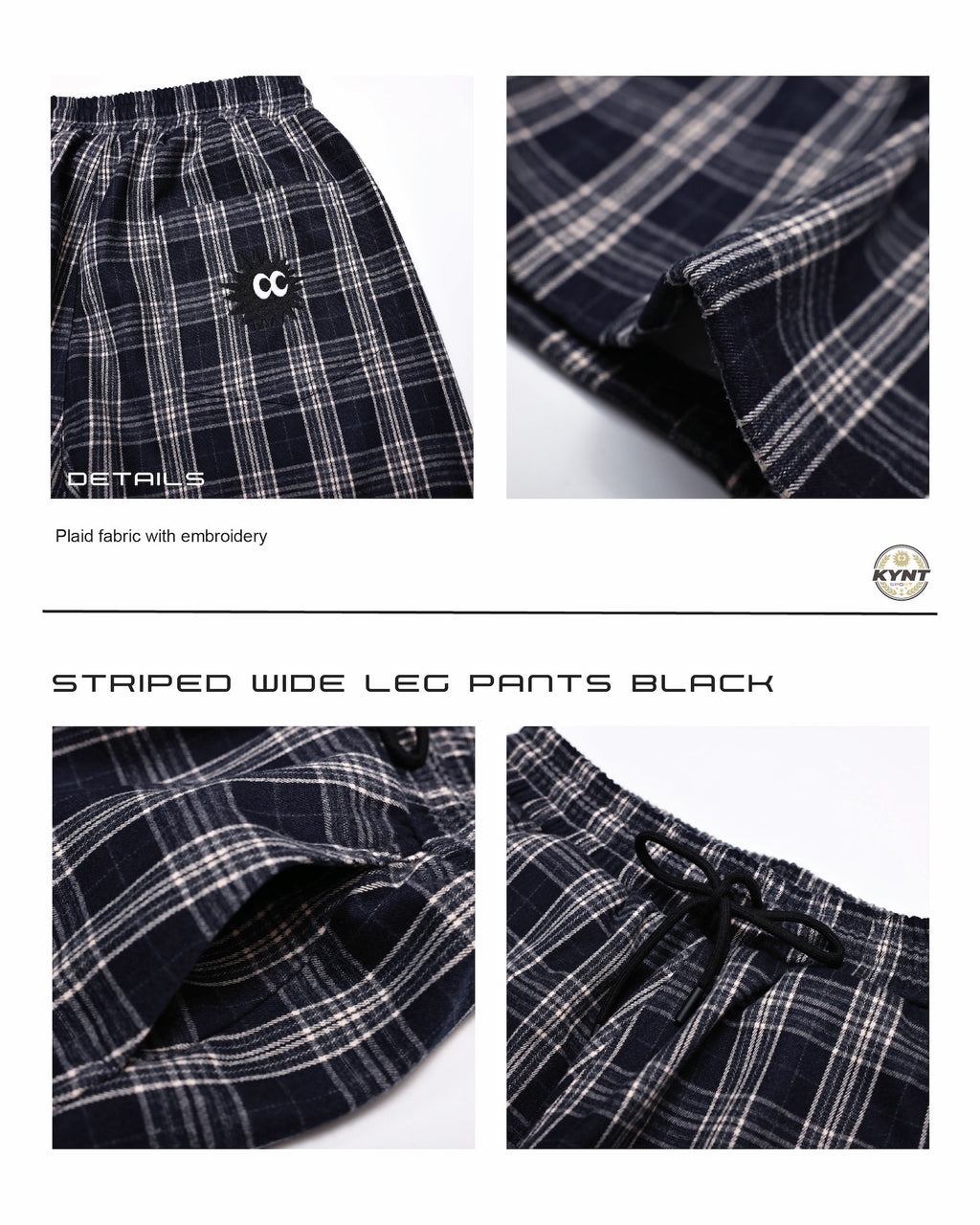 Checkerd Long Pants Navy
