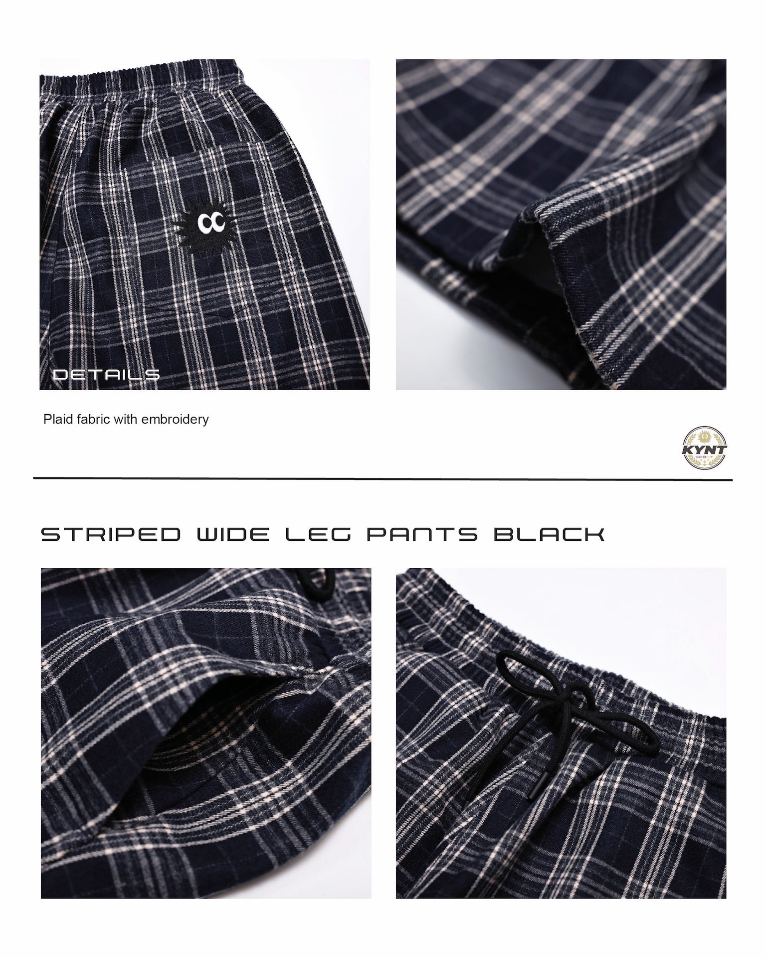 Checkerd Long Pants Navy