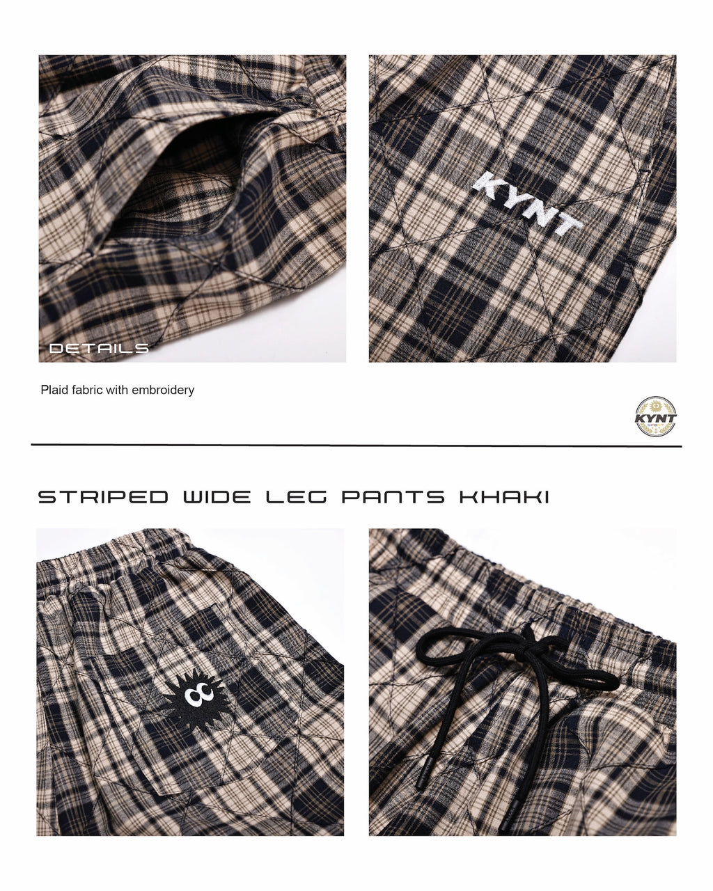 Checkerd Long Pants Khaki / Black