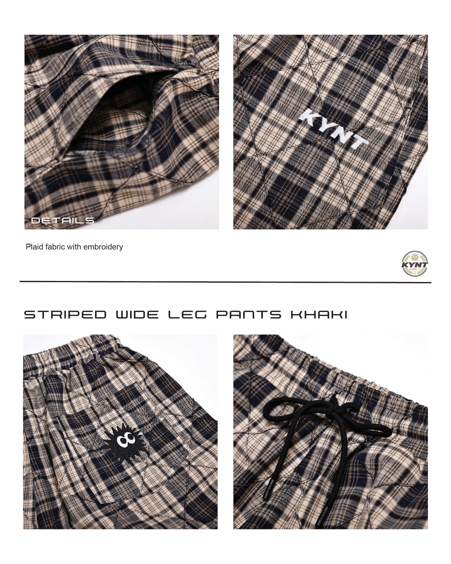 Checkerd Long Pants Khaki / Black