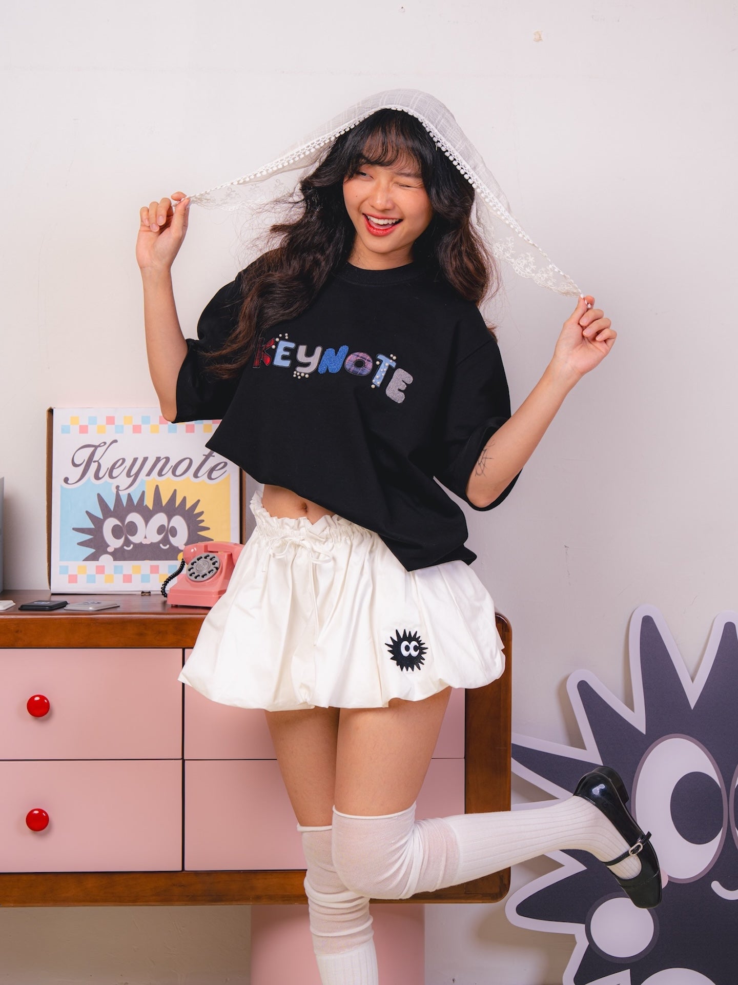 KEYNOTE | Holiday Patchwork Tee Black - SWAGANZ