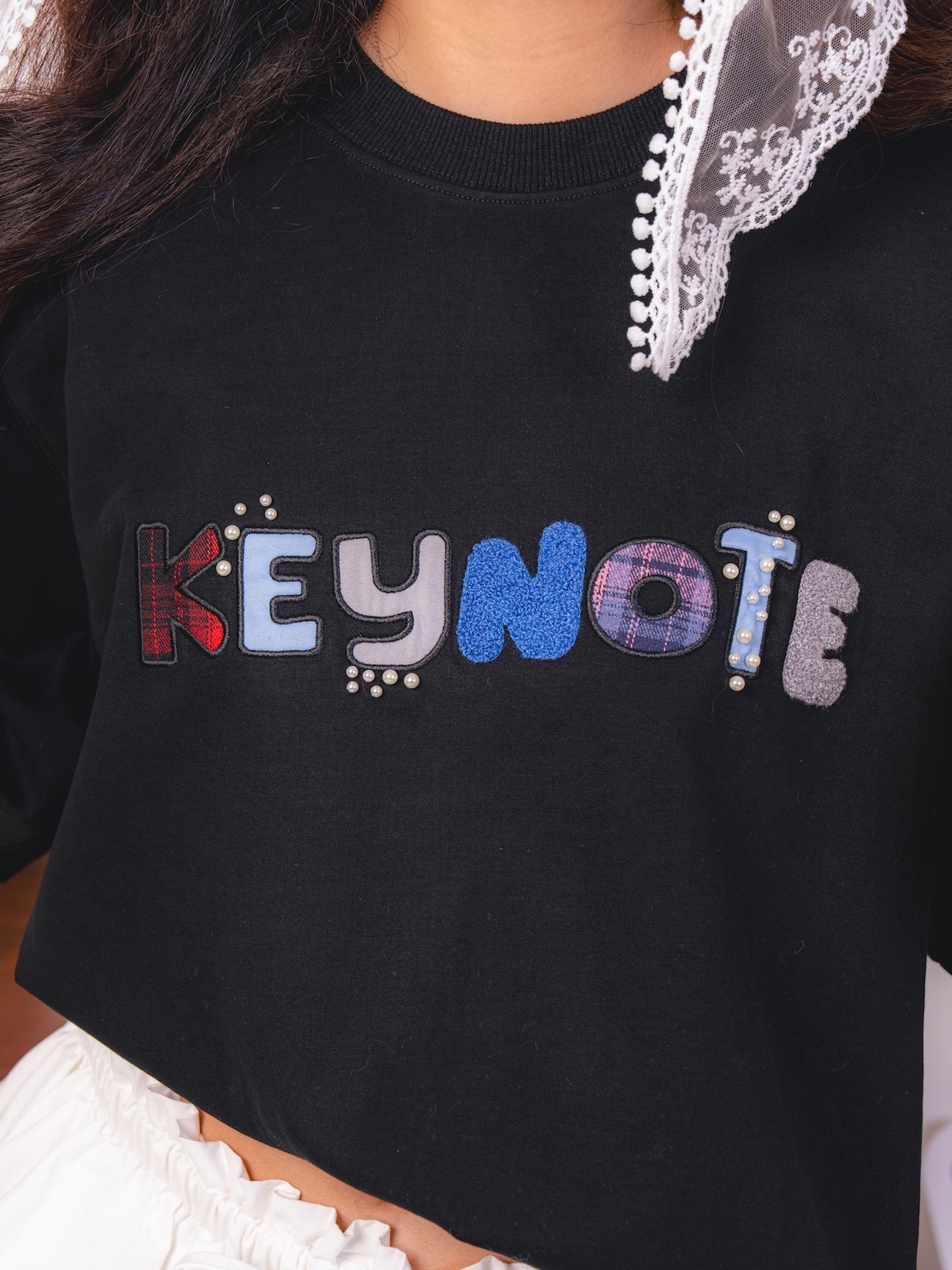 Holiday Patchwork Tee Black