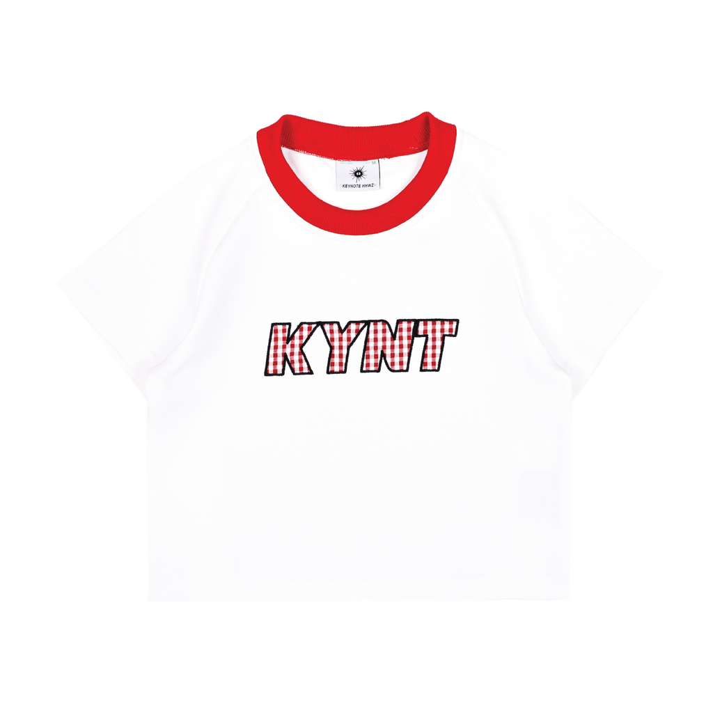 KEYNOTE | Ki-Goal Plaid Logo Crop Top White - SWAGANZ